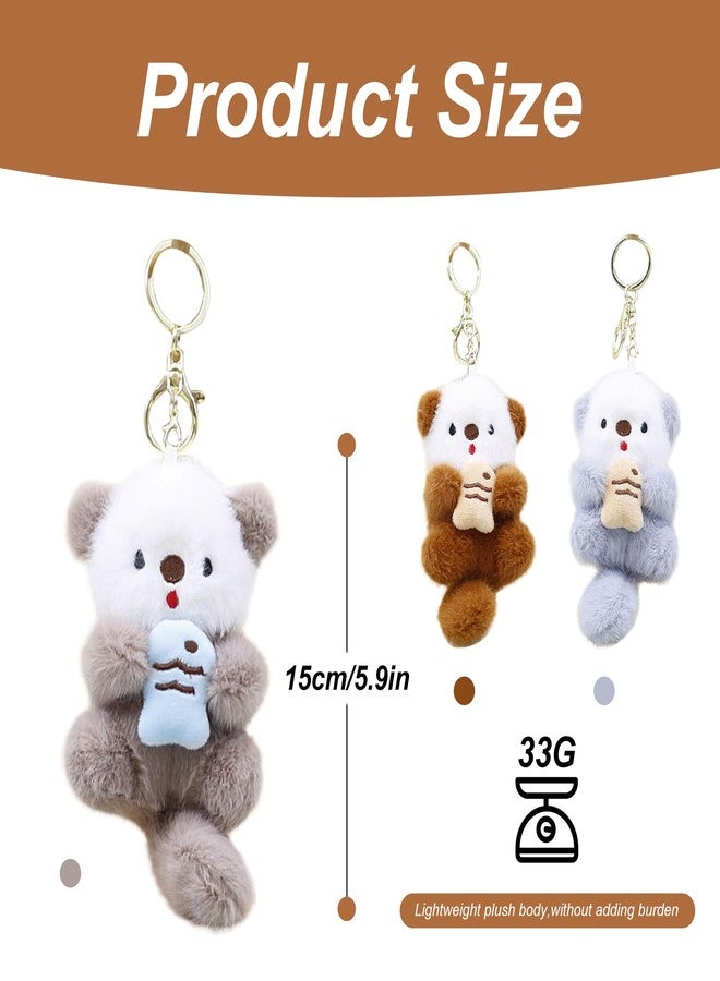 YOUNEEDFUL 2025 New Cute Otter Keychain Charm & Bag Charm Adorable Keychain Ring for Bags Otter stuff for Women Animal Lovers (Grey) - Image 5